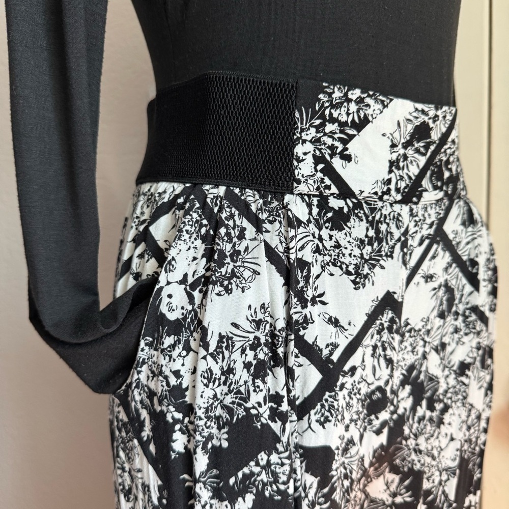 Xhilaration Black White High Waist Wide Leg Boho Pants Size S - Picture 3 of 7